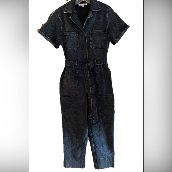 Baltic Born Pants - Baltic Born Dark Wash Short Sleeve Stretch Denim Jumpsuit/Boilersuit/Size Small